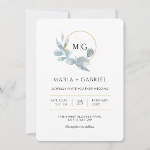 Convite Elegante ramo de verde.Casamento