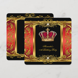 Convite Elegante Real Vermelho Preto Dourado Rainha Aniver