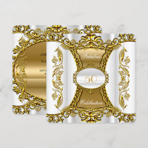 Convite Elegante Rebuscado Ouro Branco Fabuloso Aniversári