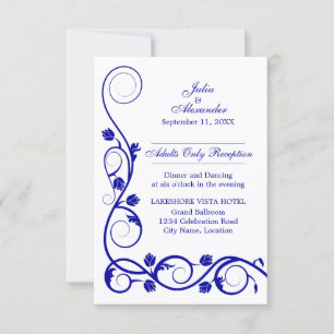 Convite Elegante Recepção com Redemoinhos em Azul Real