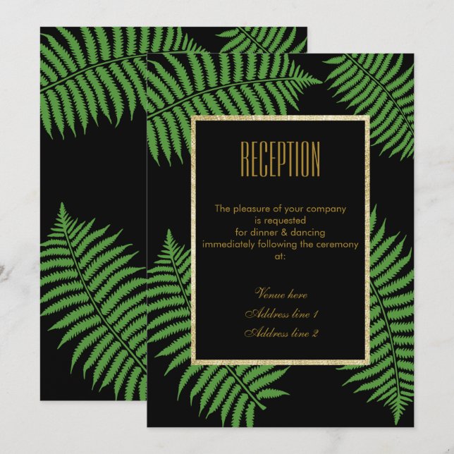 Convite Elegante Recepção de Casamento Bracken com Classe (Frente/Verso)