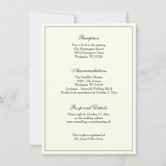 Convite Elegante Recepção de casamento Clássica de Marfim