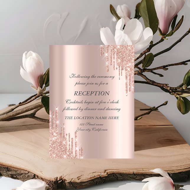 Convite Elegante Recepção de Casamento com Brilho Dourado  (Criador carregado)