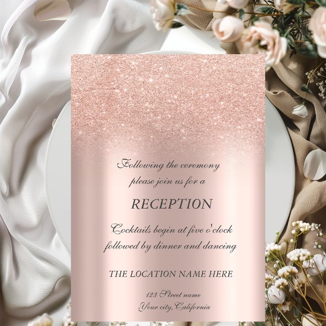 Convite Elegante recepção de casamento com brilho em doura (Criador carregado)