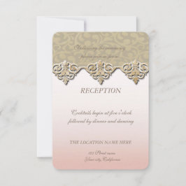 Convite Elegante Recepção de Casamento em Damasco Chic