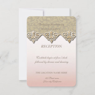 Convite Elegante Recepção de Casamento em Damasco Chic