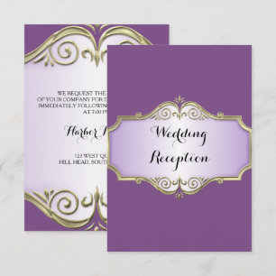 Convite Elegante Recepção de Casamento em Seda Antiga