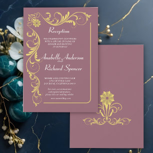 Convite Elegante Recepção de Casamento Vitoriana