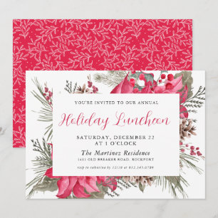 Convite Elegante Red Poinsettia Botanay Luncheon