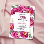 Convite Elegante Red Violet Peony Greenery aniversário de<br><div class="desc">Celebrar o marco de virar 30 com nosso vibrante convite à aniversário de 30 anos da Elegante Violeta Vermelha Elegante, Peony Greenery! Este convite maravilhosamente desenhado apresenta uma ilustração impressionante de cor d'água de peônia violeta vermelha e verde-folha, acrescentando um toque de elegância à sua ocasião especial. Você pode personalizar...</div>