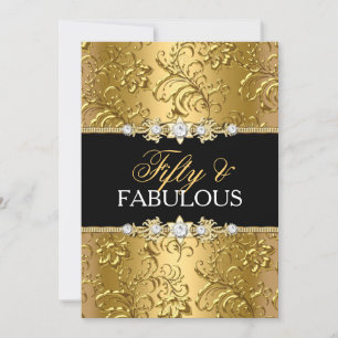 Convite Elegante Redemoinho Floral Dourado Cinquenta e Fab