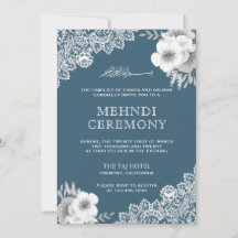 Elegante Renda Floral Azul Islâmica Muçulmana Mehn