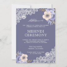 Elegante Renda Floral Roxa Islâmica Muçulmana Mehn