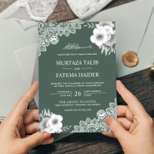 Elegante Renda Floral Verde Casamento Islâmico Muç