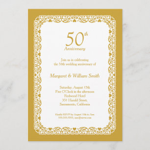Convite Elegante renda para festa de aniversário de 50 ano