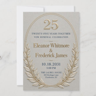 Convite Elegante Renovação de Votos de Aniversário de 25 A
