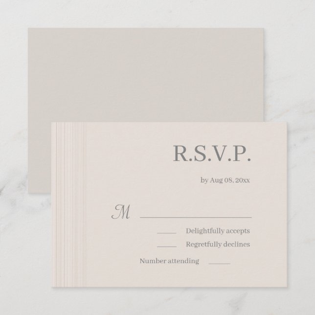 Convite Elegante resposta de casamento com listras de made (Frente/Verso)