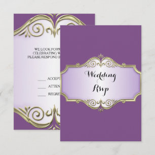 Convite Elegante Resposta de Casamento em Seda Antiga