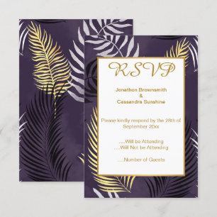 CONVITE ELEGANTE RESPOSTA FLORAL HAWAIANA ROXA