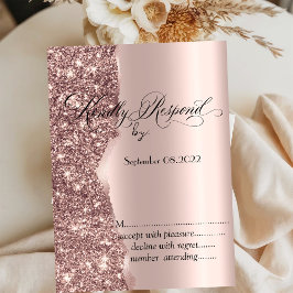 Convite Elegante resposta RSVP em letra cursiva com brilho