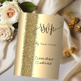 Convite Elegante resposta RSVP em letra cursiva com brilho