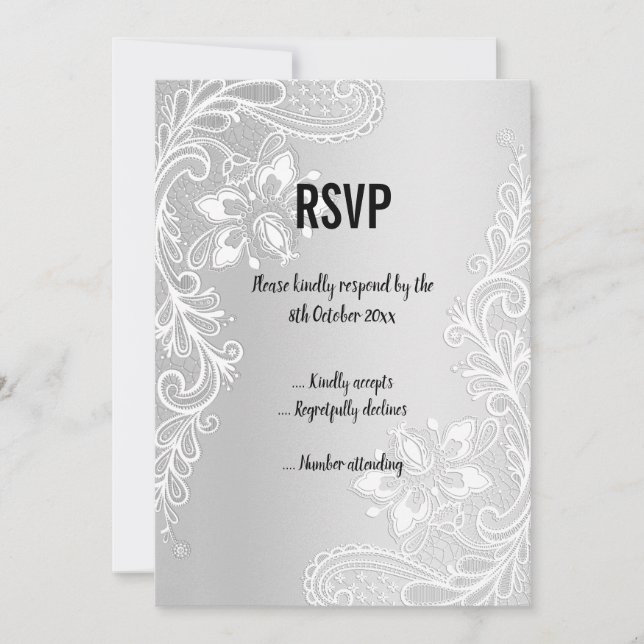 CONVITE ELEGANTE RESPOSTA RSVP MODERNA PRETA E BRANCA CHEV (Frente)