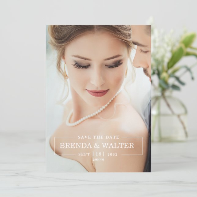 Convite Elegante retrato de foto personalizado com foco su (Em pé/Frente)