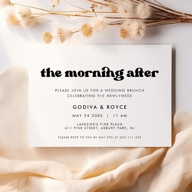 Convite Elegante Retro Brunch da Manhã após o Casamento (Criador carregado)