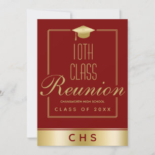 Convite Elegante Reunião de 10ª Classe em Marrom e Dourado