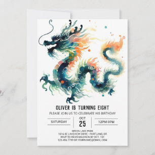 Convite Elegante Roaring Dragon Birthday