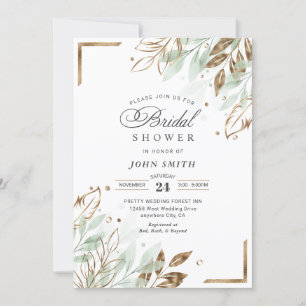 Convite Elegante Romântico Eucalyptus Greenery - F009 Inv