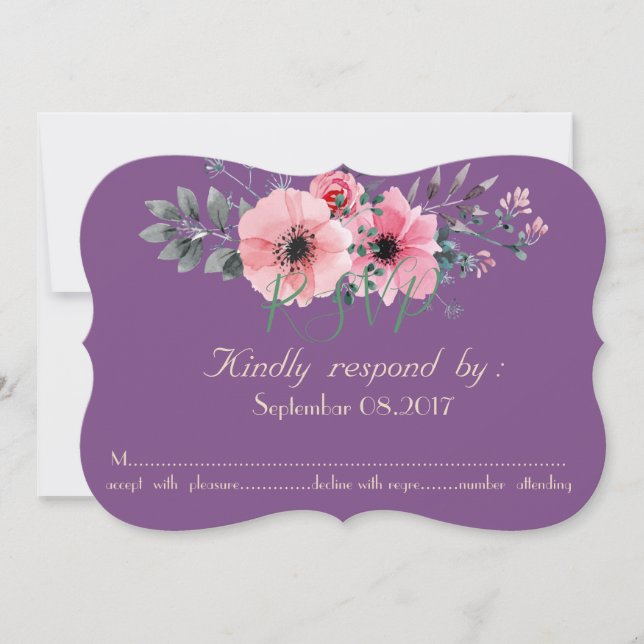 Convite Elegante Romântico Floral RSVP (Frente)