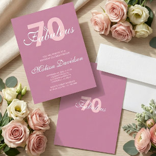 Convite Elegante Rosa 70 e Aniversário Fabuloso