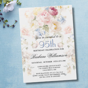 Convite Elegante Rosa Bege Floral Pintada para Aniversário