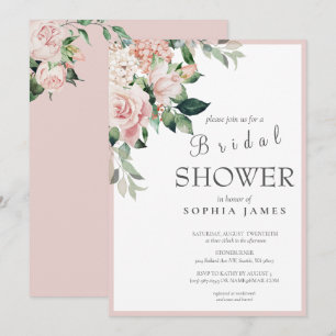 Convite Elegante Rosa Blush Peony Chá de panela