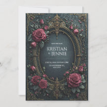 Elegante Rosa Burgundy Dark Gótico Oval Casamento
