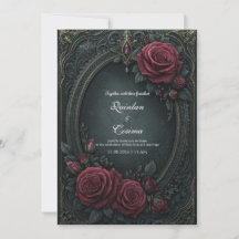Elegante Rosa Burgundy Dark Gótico Oval Casamento