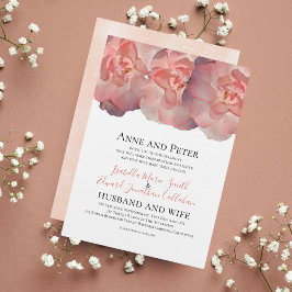 Convite Elegante Rosa Coral Floral 2º Casamento