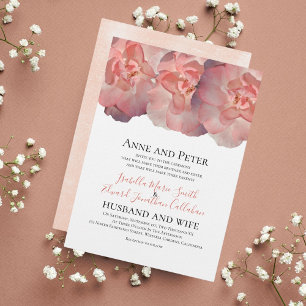 Convite Elegante Rosa Coral Floral 2º Casamento