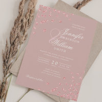 Elegante Rosa Dourado Confetti QR Wedding Rosa Pos