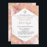 Convite Elegante Rosa Dourado e rosa Bat Celestial Mitzvah<br><div class="desc">Atraia amigos e família com este belo e elegante convite do Bat Mitzvah! Design com rosa-ouro, cor-de-rosa e pêssego delicado, cor de água e fundo celeste de tinta com estrelas cintilantes agudas. Capacidade de adicionar seus detalhes de cerimônia e recepção, almoço, janto ou festa! Faux rosa dourado estrela de David,...</div>