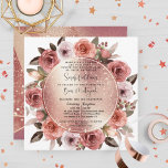 Convite Elegante Rosa Dourado Floral e Glitter Bat Mitzvah<br><div class="desc">Aproveite um brilhante Rosa Dourado Bat Mitzvah! Convite elegante com um centro de rosa de ouro brilhante e cintilante, rodeado por flores aquosas em tons de pessegueira, cor-de-rosa, rosa poeirentos e pêssego. Uso de Script e bloqueio da tipografia moderna. Traseira da carta com seções geométricas modernas em rosa de ouro...</div>