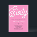 Convite Elegante, rosa e branco, 60º aniversário<br><div class="desc">Elegante rosa e White Script 60º Convite de Aniversário Seus hóspedes saberão que esta será uma festa especial apenas olhando para este convite!</div>