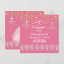 Elegante rosa e Quinceañera Dourada