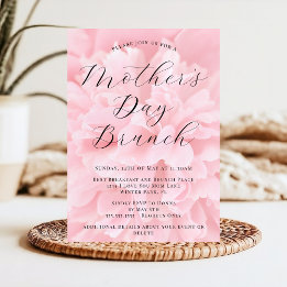 Convite Elegante Rosa Flor Chic Dia das Mães Brunch