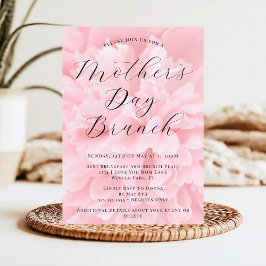Convite Elegante Rosa Flor Chic Dia das Mães Brunch