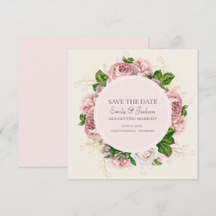 Convite Elegante Rosa Floral Creme Salve Data Casamento