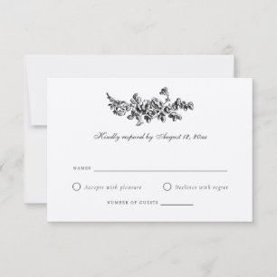 Convite Elegante Rosa Floral French RSVP
