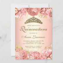 Elegante Rosa Floral Quinceanera