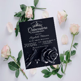 Convite Elegante Rosa Gothic Quinceañera